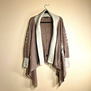 Cozy brown and crème bohemian tribal knit sweater by Love Stitch size: M
